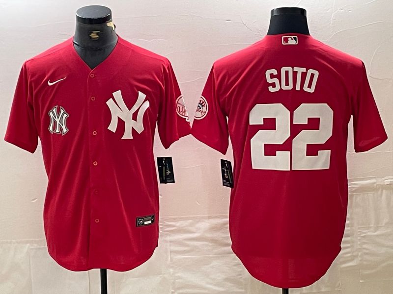 Men New York Yankees #22 Soto Red joint name Nike 2024 MLB Jersey style 2